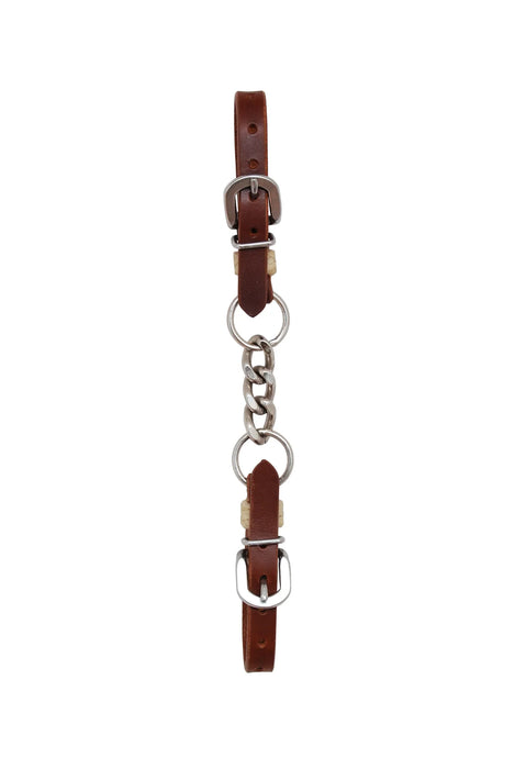 Harness Leather Curb Strap Single Chain with Rawhide