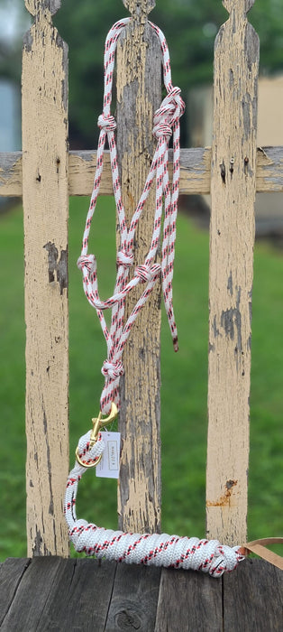White/Red Marine Rope Halter with 18mm 2.8m Lead Rope
