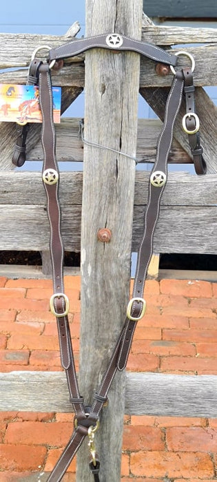 Leather Breastplate with Texas Lone Star Conchos FULL