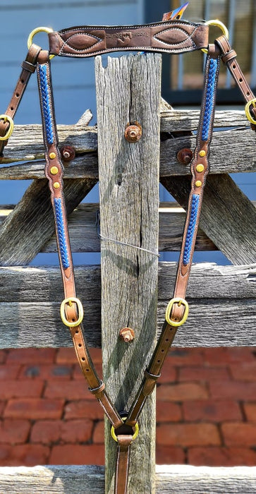 Show Breastplate with 3 Studs & Blue Plait-Full