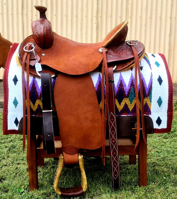 Carved Cowboy Saddle 16" Seat