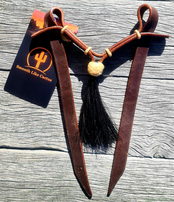 Leather Curb Strap with Rawhide Knot and Tassel
