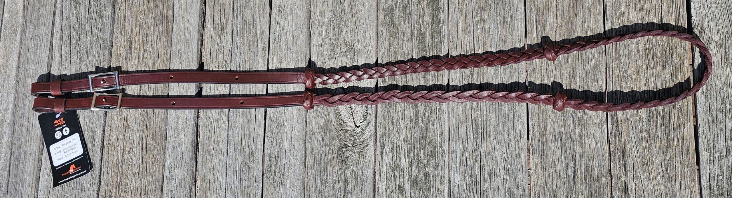 Plaited Leather Knotted Barrel Reins