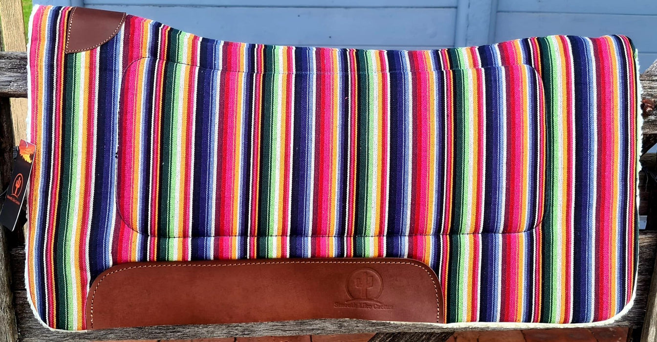 The "Lollypop" Square Contoured Pad with Serape Top Felt insert and Fleece Underlay 32" x 32"