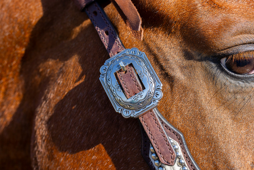 “LAINEY” One Eared Cowhide Headstall - Smooth Like Cactus