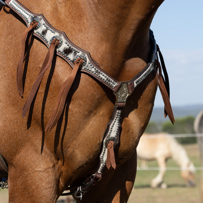 "LAINEY" Cowhide Breastcollar with tassles