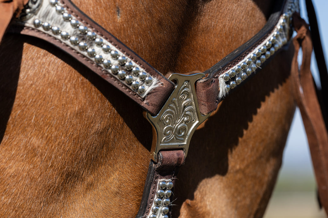 "LAINEY" Cowhide Breastcollar with tassles