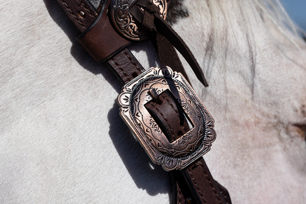 "DUNDEE" Turquoise Croc leather One Eared headstall