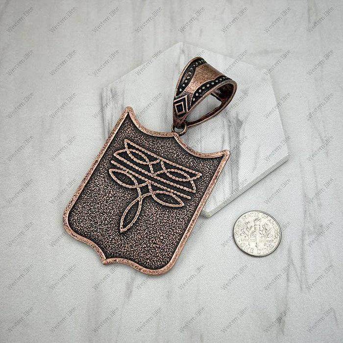 "ROUGH RIVER" Copper Metal Shield Pendent - 1773