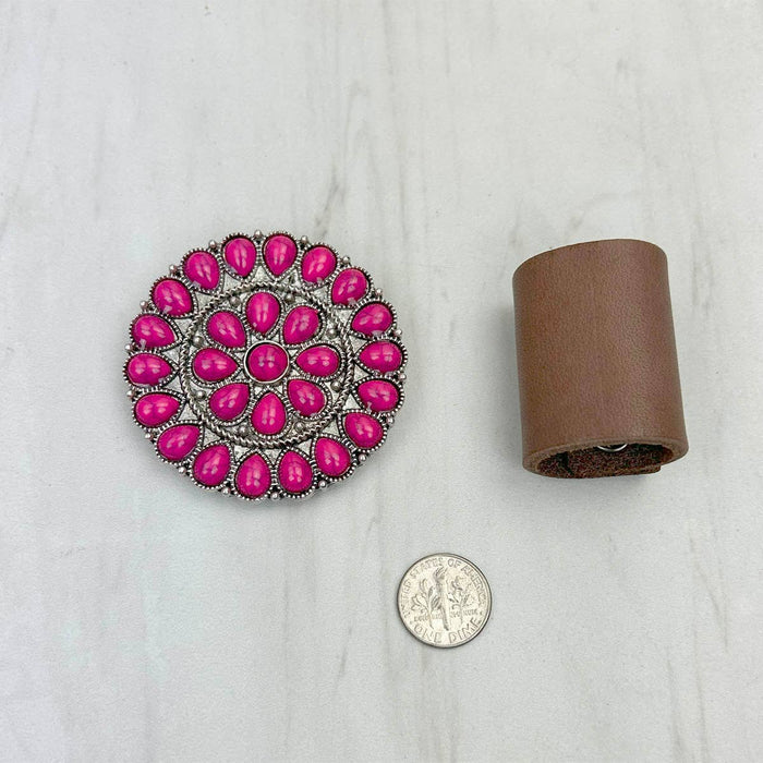 "ROUGH RIVER" Wild Rag Slide - Pink Turquoise - Round - 1773