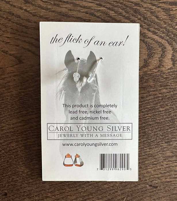 Saddle Stirrup Earrings with AQUA Bead Jewelry - Carol Young Silver