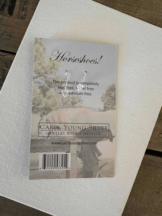 Horseshoe with Aqua Detail Earrings - Carol Young Silver