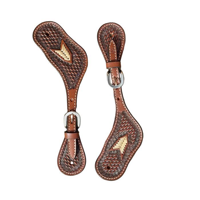 Men's Cream Arrow Tooled Spur Straps
