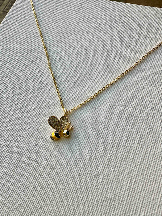 Sparkly Baby Bee Necklace - Carol Young Silver