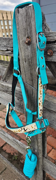 Turquoise Halter with Faux Hair and Lead Set