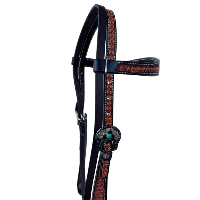 'VIRGINIAN" Basket Tooled Headstall - Smooth Like Cactus