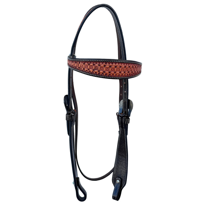 'VIRGINIAN" Basket Tooled Headstall - Smooth Like Cactus