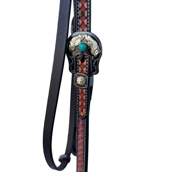 'VIRGINIAN" Basket Tooled Headstall - Smooth Like Cactus