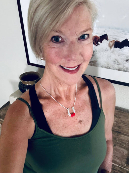 Horseshoe with Roses Necklace - Carol Young Silver