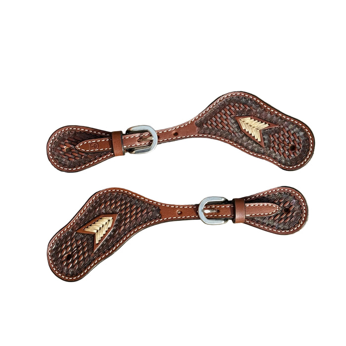 Men's Cream Arrow Tooled Spur Straps