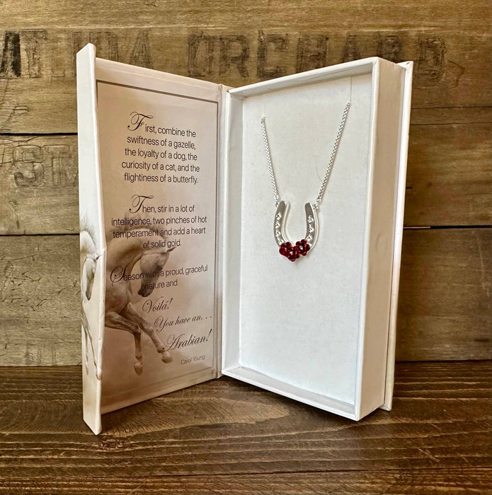 Horseshoe with Roses Necklace - Carol Young Silver