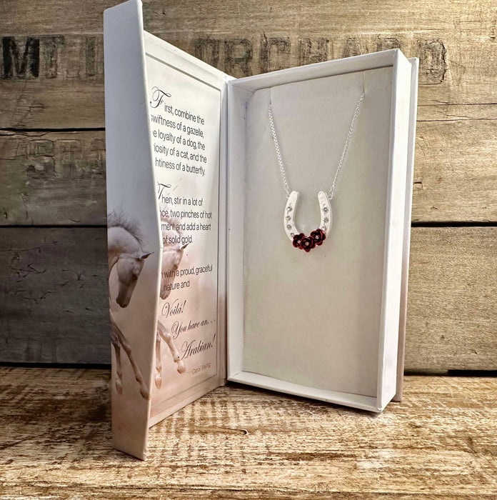 Horseshoe with Roses Necklace - Carol Young Silver