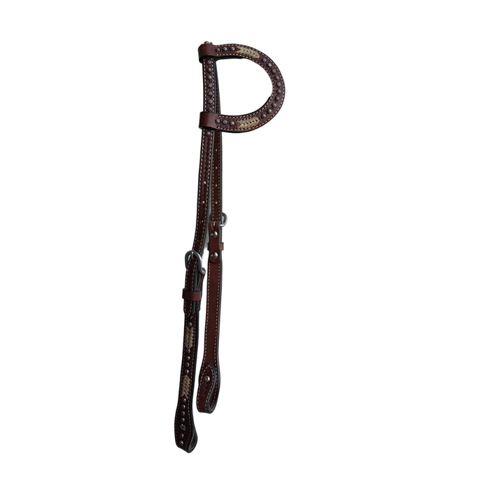 One Ear Headstall with Tooling and Studs