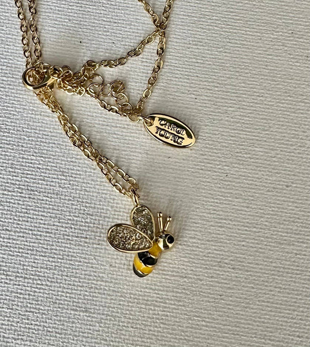 Sparkly Baby Bee Necklace - Carol Young Silver