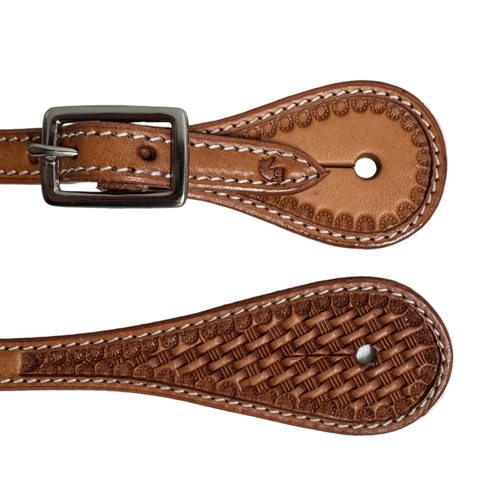 Unisex Basket Stamped Straight Spur Straps
