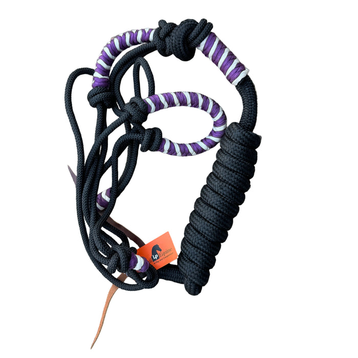 2 Toned Braided Noseband Halter and 2.8mt Lead - Purple