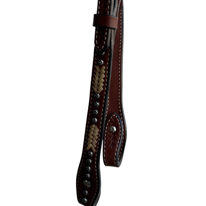 One Ear Headstall with Tooling and Studs