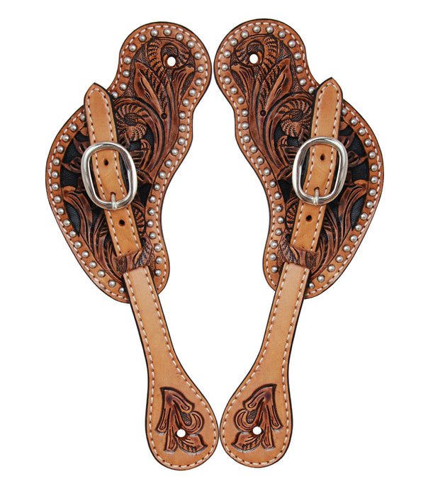 Men's Carved Spur Straps with Studs