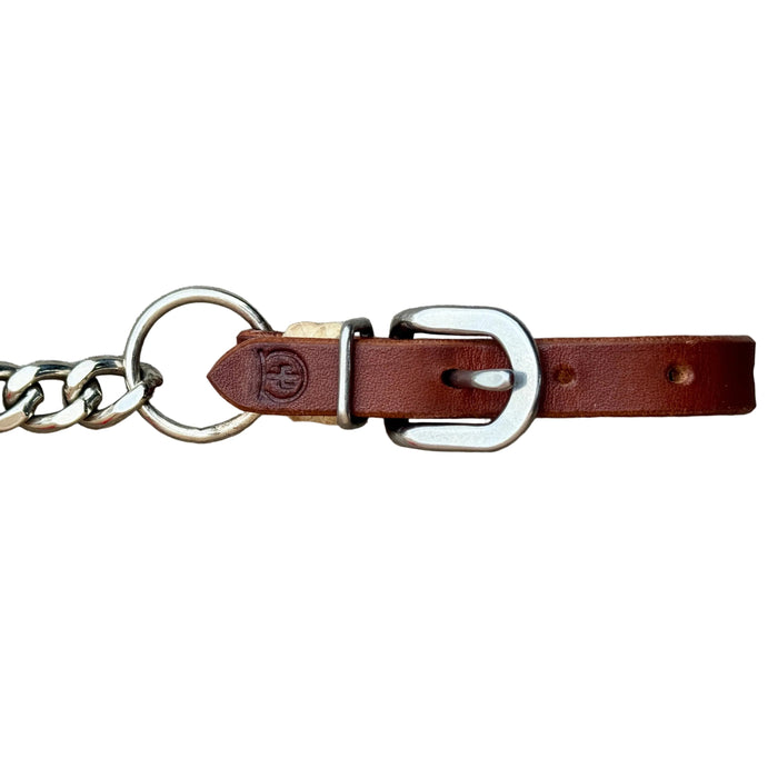 "SINGLE CHAIN" Curb Strap with Rawhide Detail - Smooth Like Cactus