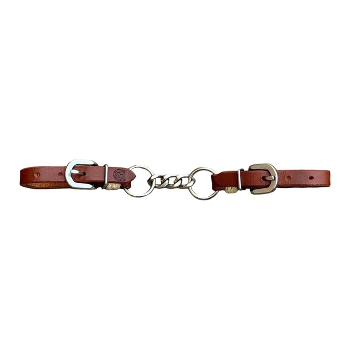 "SINGLE CHAIN" Curb Strap with Rawhide Detail - Smooth Like Cactus