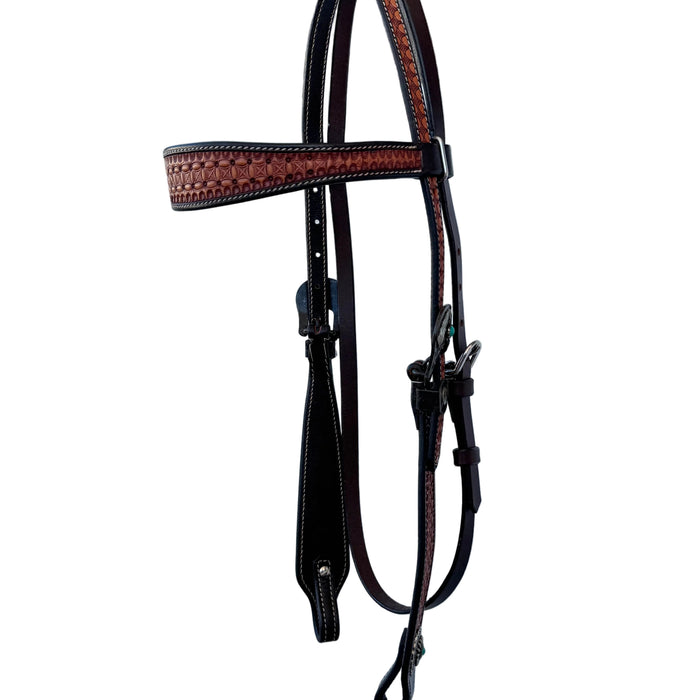 'VIRGINIAN" Basket Tooled Headstall - Smooth Like Cactus