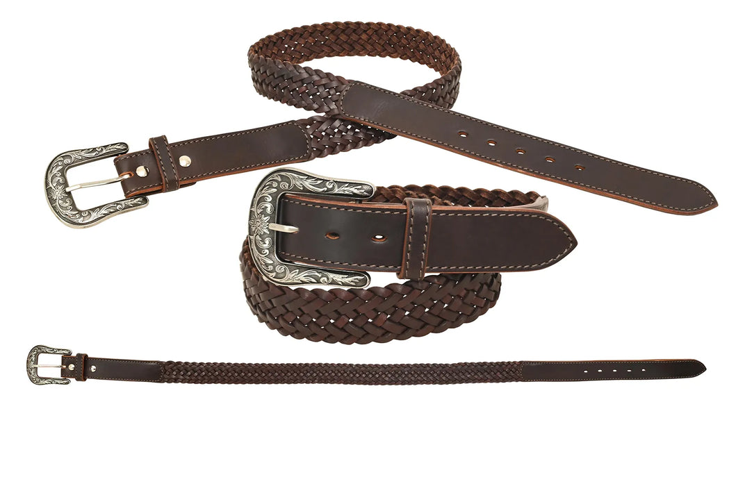 "MORGAN" Plaited USA Latigo Unisex Leather Belt - 1773