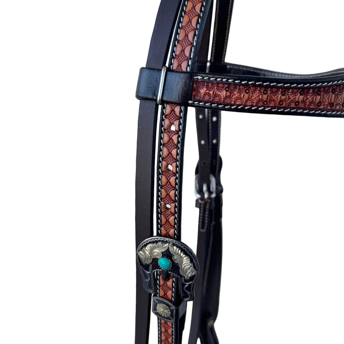'VIRGINIAN" Basket Tooled Headstall - Smooth Like Cactus