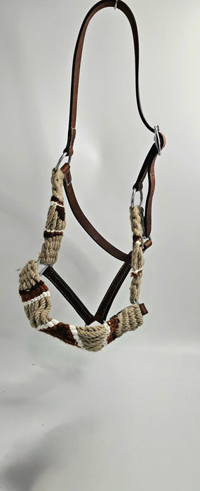 Woollen Cord and Leather Halter. Beige\Brown