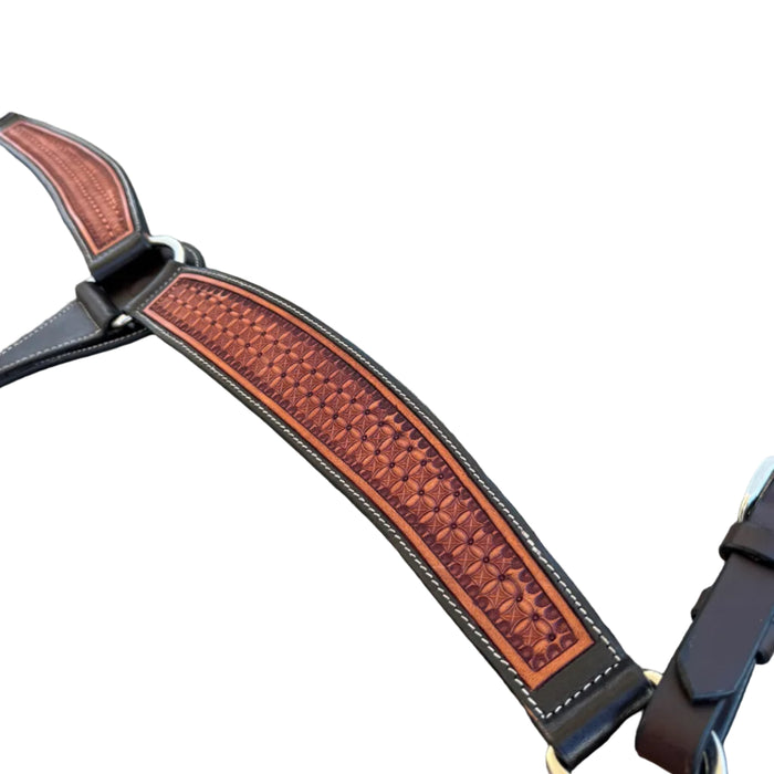 "VIRGINIAN" Basket Tooled Breastcollar - Smooth Like Cactus
