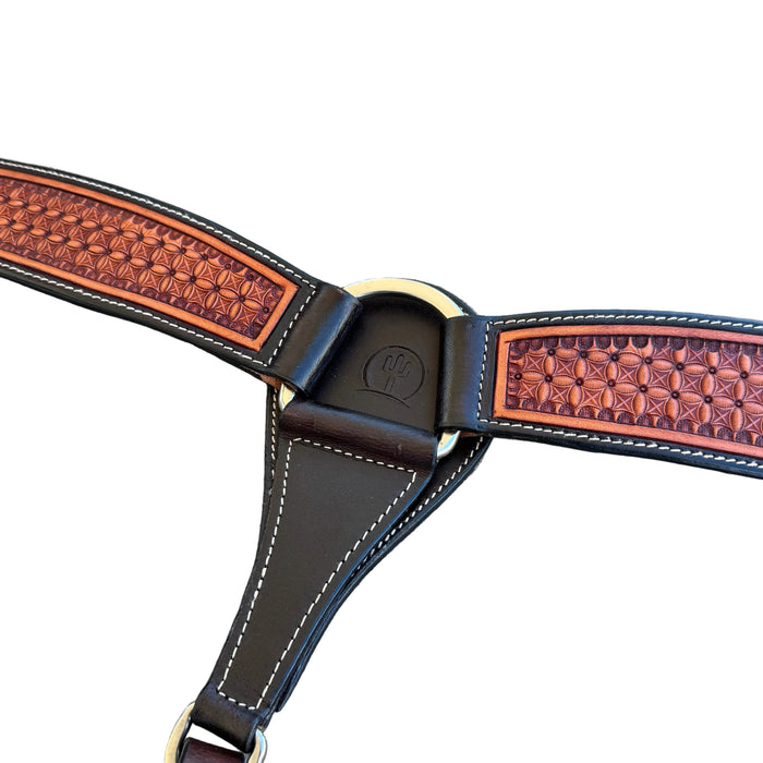"VIRGINIAN" Basket Tooled Breastcollar - Smooth Like Cactus