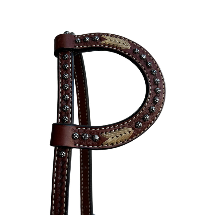 One Ear Headstall with Tooling and Studs