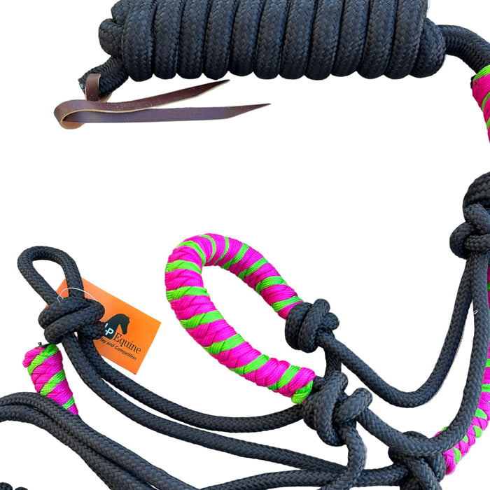 Rope Halter & Lead Set | Raspberry/Lime