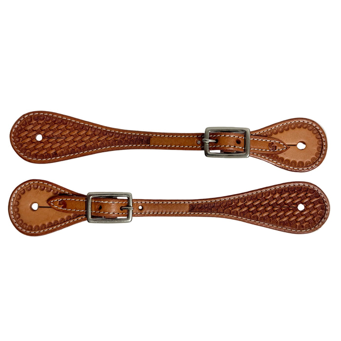 Unisex Basket Stamped Straight Spur Straps