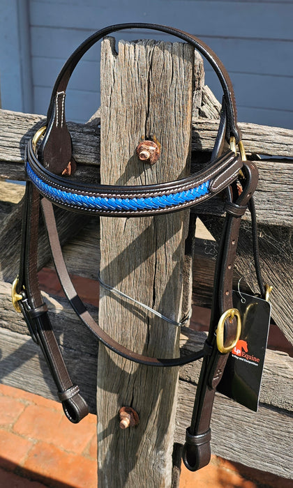 Royal Blue Thin Plait Browband Bridle FULL