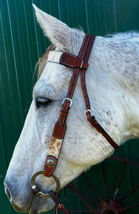 Hair on Hide leather headstall Hide browband and side pieces COB size