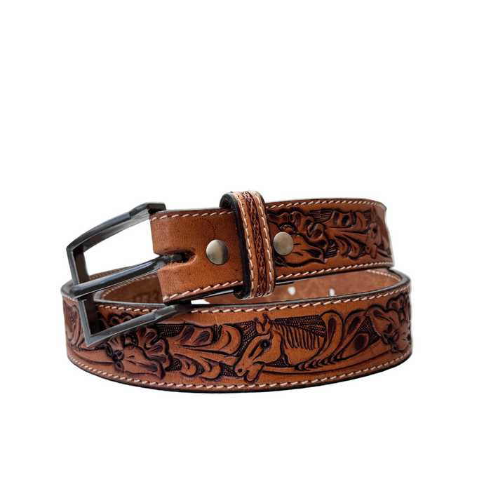 "NATIONAL VELVET" Tooled  Horse Head Belt - 1773