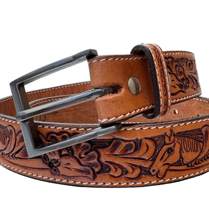 "NATIONAL VELVET" Tooled  Horse Head Belt - 1773
