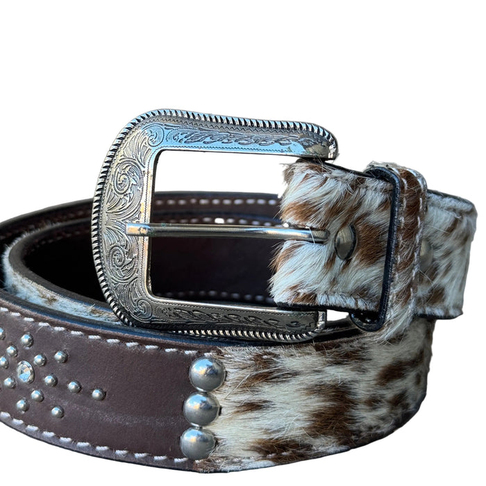 "LAINEY" Hair on Hide Ladies Bling Leather Belt - 1773