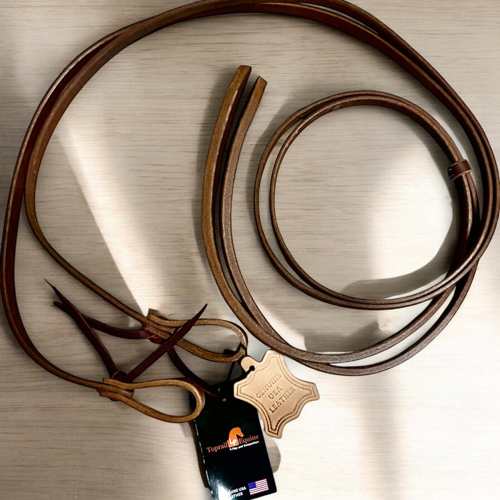 Harness Leather Weighted Split Reins with Tie Ends - Smooth Like Cactus