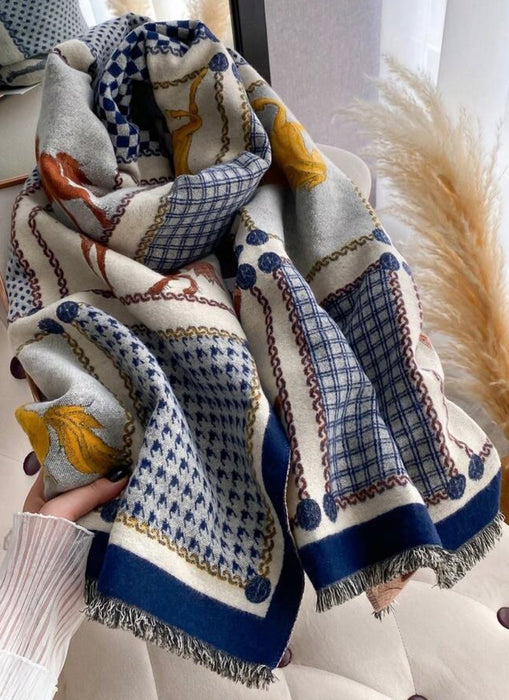 "HAMPTONS" Cashmere Feel Shawl/Wrap - Navy - 1773